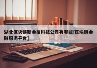 湖北区块链新金融科技公司有哪些[区块链金融服务平台]